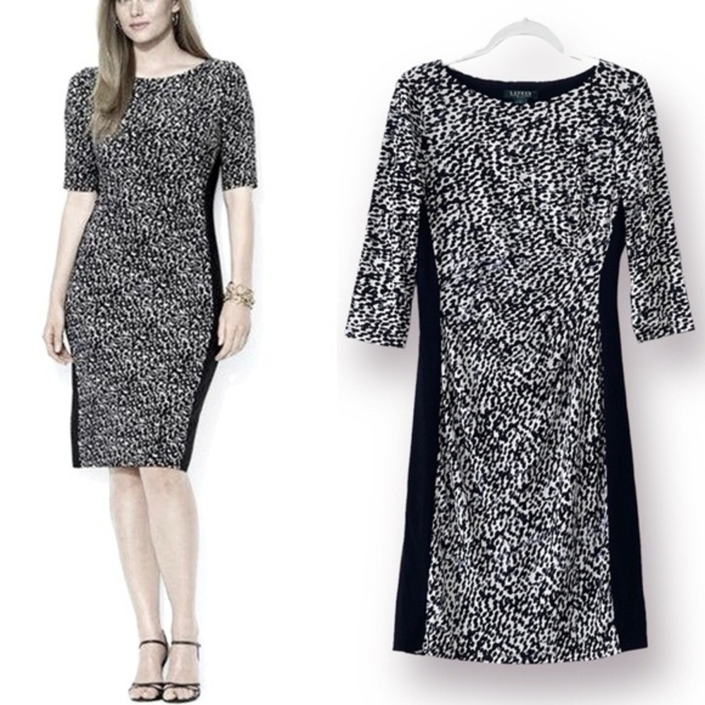 Ralph Lauren Black and White Long Sleeve Dress